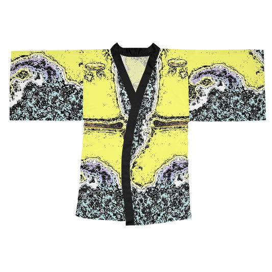 Head Over Heels Long Sleeve Kimono Robe with black trim