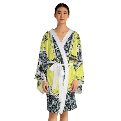 Head Over Heels Long Sleeve Kimono Robe with black trim