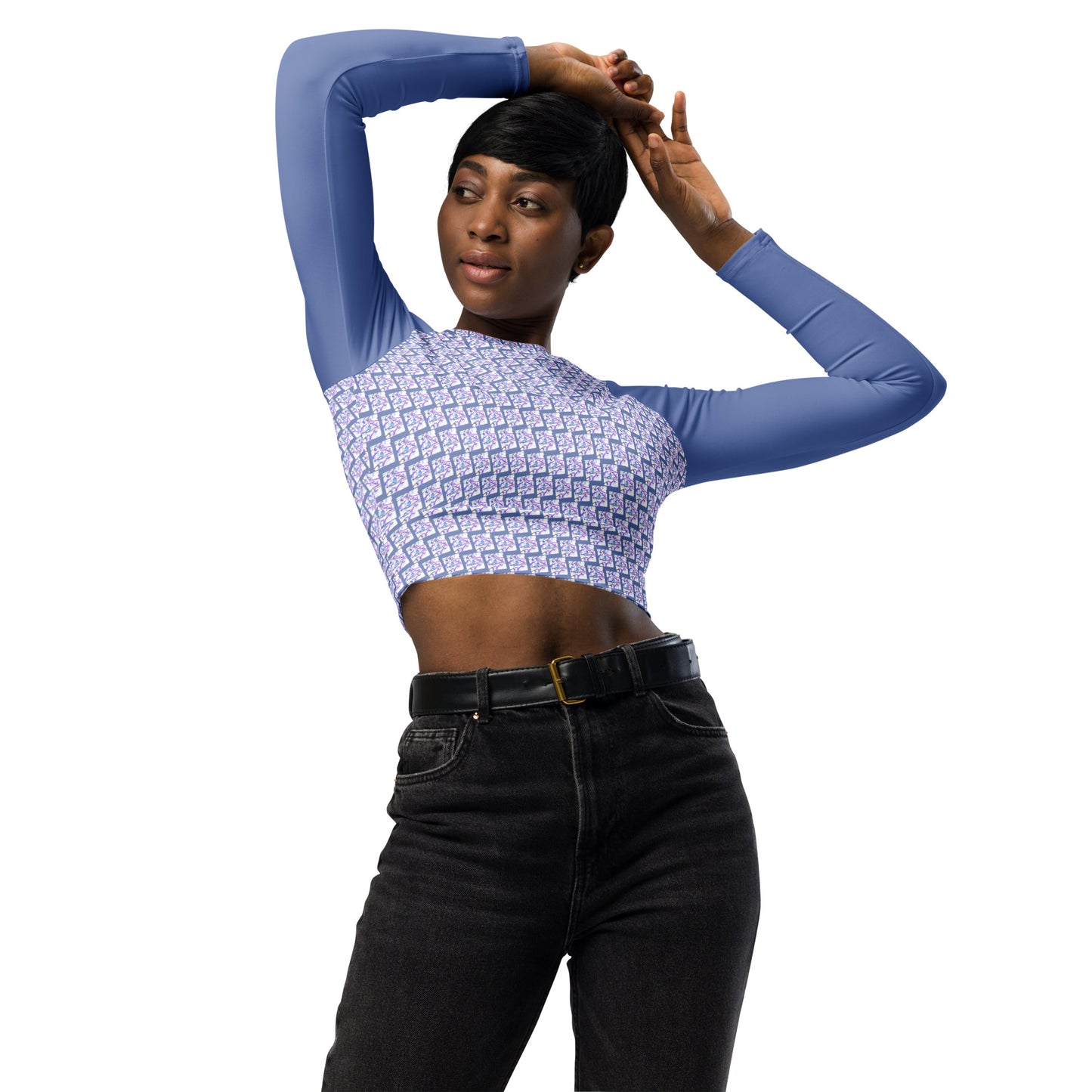 Fall to Pieces Recycled long-sleeve crop top