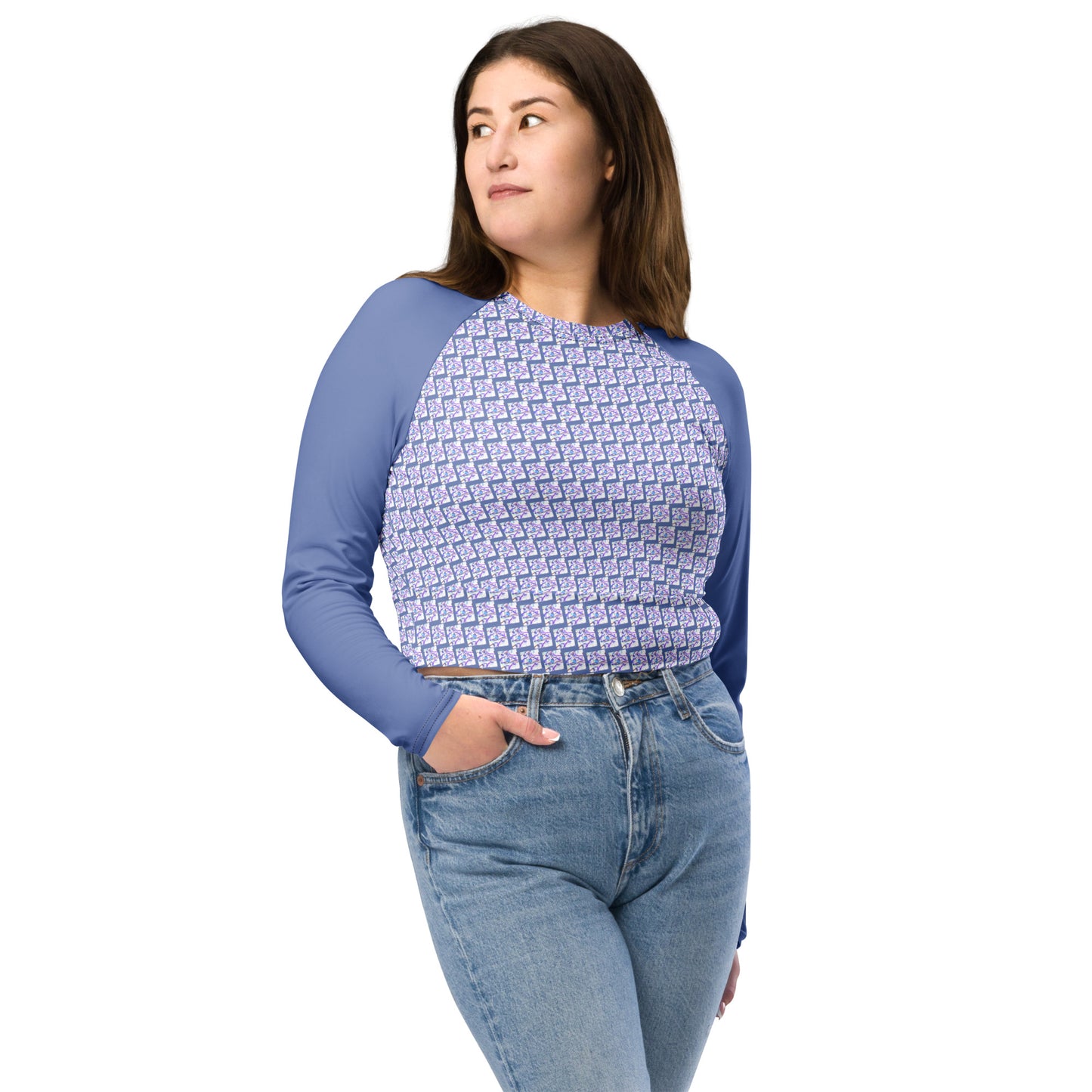 Fall to Pieces Recycled long-sleeve crop top